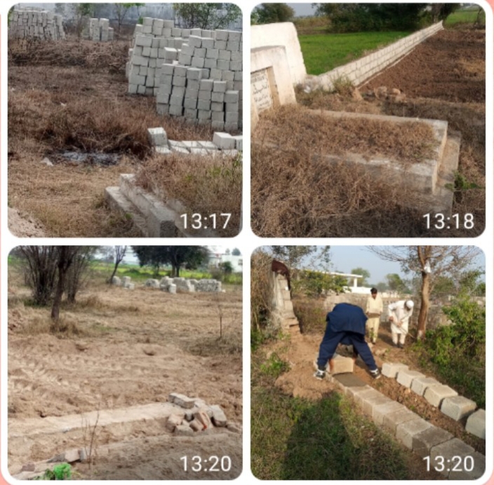 نو نانوالی مشرقی قبرستان میں ٹف ٹائل کے بعد چار دیواری کا کام بھی شروع