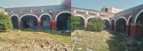 ایک سال سے رینوویشن کے لئے گرائی گئی 100 سالہ گورنمنٹ ہائی سکول ڈنگہ کی عمارت کا ایک بلاک کھنڈر میں تبدیل